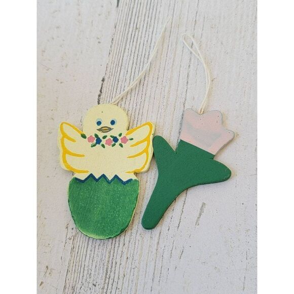 Chicken hatch egg Easter flower spring ornament xmas set - Picture 4 of 5